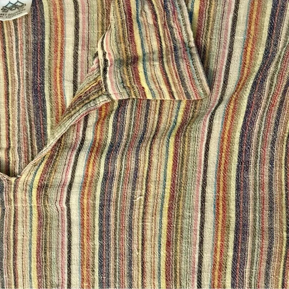 Tibet Souvenirs Colorful Striped Long Sleeve Collared Tunic Shirt - Picture 5 of 9